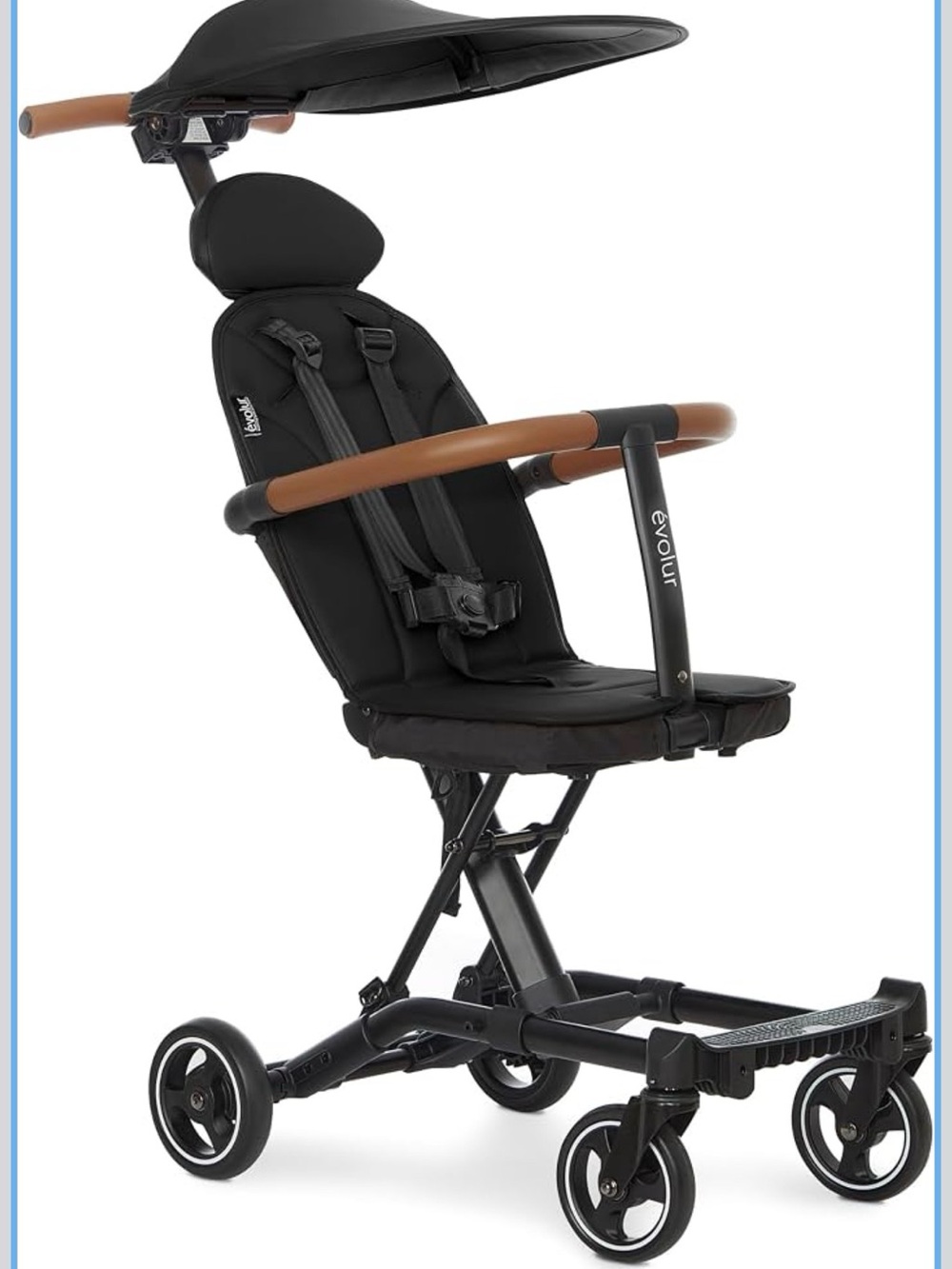 3 in 1 Kids Stroller Seat - Black with Brown Trim
